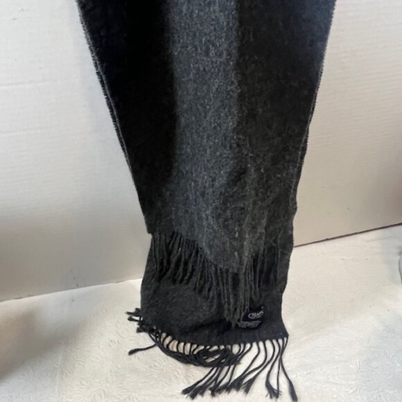 Chaps Fringe Winter Scarf Dark Gray Classic Style 10.25"x65.5" - Picture 6 of 8